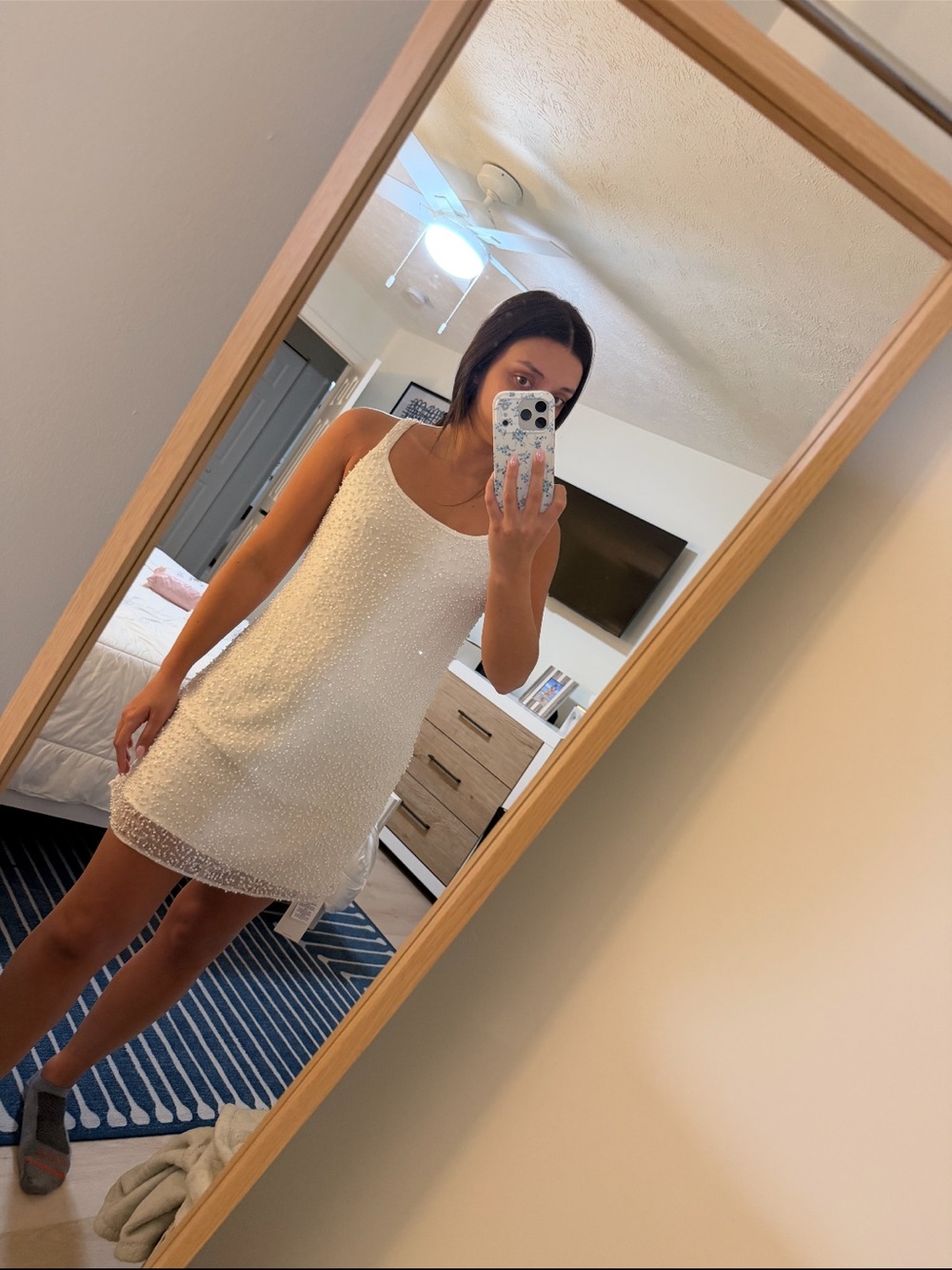 Abercrombie & Fitch Cream Pearl Mini Dress